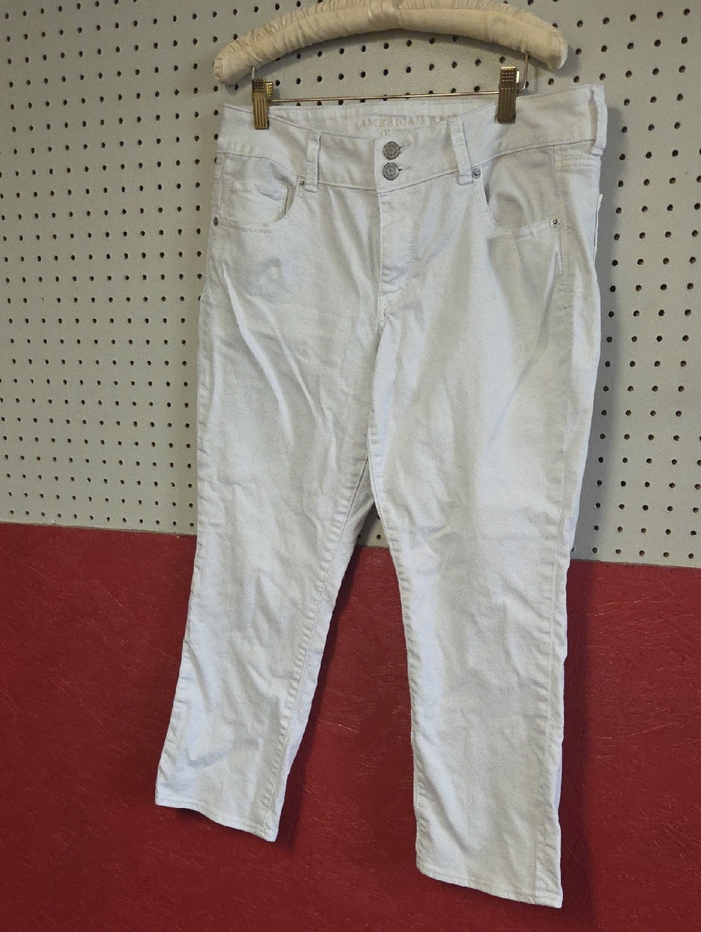 American Eagle Outfitters White Cropped Ankle Jeans - Slim Straight